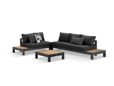 Aspen Teak Platform in Charcoal / Sooty / Dark Grey / 5 Seater 2RH-3LH / Aspen Corner Table_1