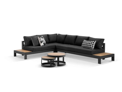 Aspen Teak Platform in Charcoal / Sooty / Dark Grey / 6 Seater 2RH-3LH-CNR / Aspen Coffee Table Set_1