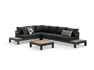 Aspen Teak Platform in Charcoal / Sooty / Dark Grey / 6 Seater 2RH-3LH-CNR / Aspen Corner Table_1