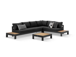Aspen Teak Platform in Charcoal / Sooty / Dark Grey / 6 Seater 2LH-3RH-CNR / Aspen Corner Table_1