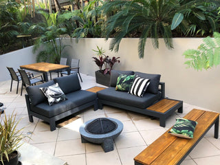 Aspen Teak Platform | Outdoor Lounge Setting in Charcoal / Sooty / Dark Grey / 4 Seater 2LH-2RH / Without Coffee Table_3