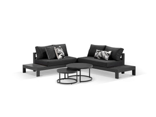 Aspen Ceramic Platform in Charcoal / Sooty / Dark Grey / 4 Seater 2LH-2RH / Milos Coffee Table Set_1