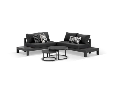 Aspen Ceramic Platform in Charcoal / Sooty / Dark Grey / 4 Seater 2LH-2RH / Milos Coffee Table Set_1
