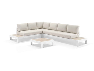 Aspen Ceramic Platform in White / Travertino / Beech / 6 Seater 2RH-3LH-CNR / Aspen Corner Table_1