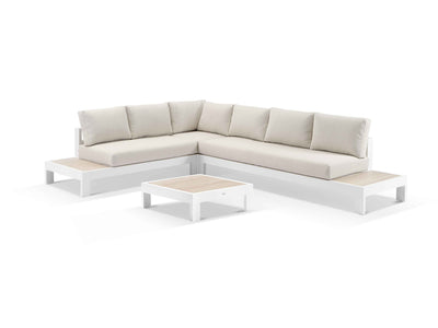 Aspen Ceramic Platform in White / Travertino / Beech / 6 Seater 2RH-3LH-CNR / Aspen Corner Table_1