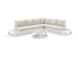 Aspen Ceramic Platform in White / Travertino / Beech / 6 Seater 2LH-3RH-CNR / Aspen Coffee Table Set_1