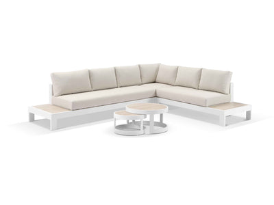 Aspen Ceramic Platform in White / Travertino / Beech / 6 Seater 2LH-3RH-CNR / Aspen Coffee Table Set_1