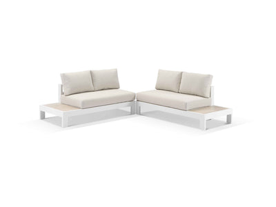 Aspen Ceramic Platform in White / Travertino / Beech / 4 Seater 2LH-2RH / Without Coffee Table_1
