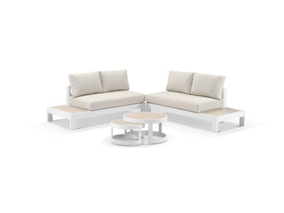 Aspen Ceramic Platform in White / Travertino / Beech / 4 Seater 2LH-2RH / Aspen Coffee Table Set_1