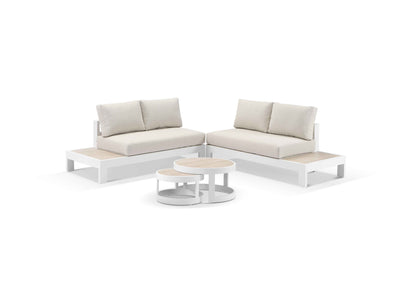 Aspen Ceramic Platform in White / Travertino / Beech / 4 Seater 2LH-2RH / Aspen Coffee Table Set_1