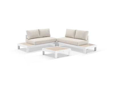 Aspen Ceramic Platform in White / Travertino / Beech / 4 Seater 2LH-2RH / Aspen Corner Table_1