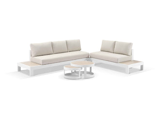 Aspen Ceramic Platform in White / Travertino / Beech / 5 Seater 2LH-3RH / Aspen Corner Table_1