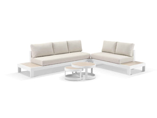 Aspen Ceramic Platform in White / Travertino / Beech / 5 Seater 2RH-3LH / Aspen Corner Table_1