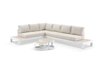 Aspen Ceramic Platform in White / Travertino / Beech / 6 Seater 2RH-3LH-CNR / Aspen Coffee Table Set_1