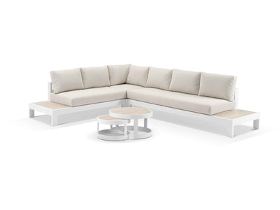 Aspen Ceramic Platform in White / Travertino / Beech / 6 Seater 2RH-3LH-CNR / Aspen Coffee Table Set_1