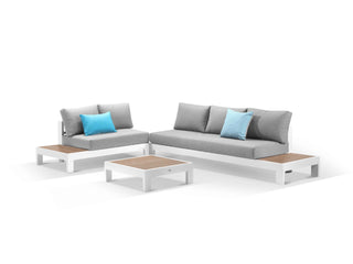 Aspen Teak Platform in White / Light Grey / Grey Chine / 5 Seater 2RH-3LH / Aspen Corner Table_1