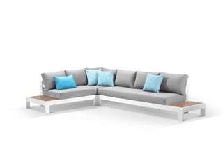 Aspen Teak Platform in White / Light Grey / Grey Chine / 6 Seater 2RH-3LH-CNR / Without Coffee Table_1