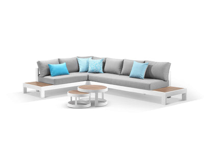 Aspen Teak Platform in White / Light Grey / Grey Chine / 6 Seater 2RH-3LH-CNR / Aspen Coffee Table Set_1