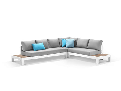 Aspen Teak Platform in White / Light Grey / Grey Chine / 6 Seater 2LH-3RH-CNR / Without Coffee Table_1