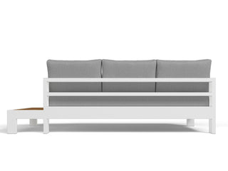 Aspen Teak Platform Outdoor Lounge in White / Grey Chine / 3 Seater / Left 3