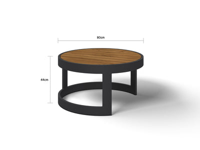 Aspen Outdoor Coffee Table Set in Charcoal / Teak 4.