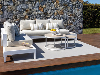 Aspen Ceramic Platform Outdoor Lounge in White / Beech / 2 Seater / Right 2