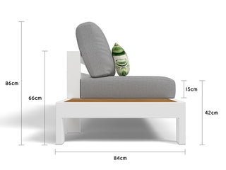Aspen Teak Platform | Outdoor Lounge Setting in White / Light Grey / Grey Chine / 4 Seater 2LH-2RH / Aspen Corner Table_4