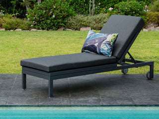 Aspen Outdoor Sunlounge in Charcoal / Sooty - lifestyle.