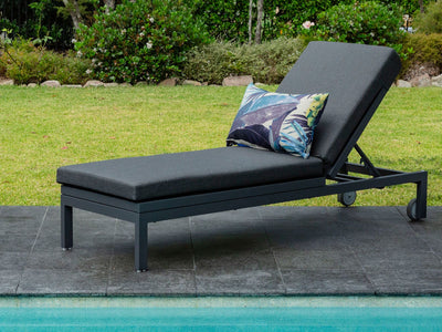 Aspen Outdoor Sunlounge in Charcoal / Sooty - lifestyle.