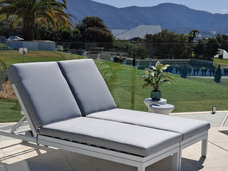 Aspen Outdoor Sunlounge in White / Grey Chine 5.