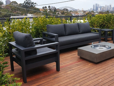 Aspen Outdoor Armchair in Charcoal / Sooty - back view 2.