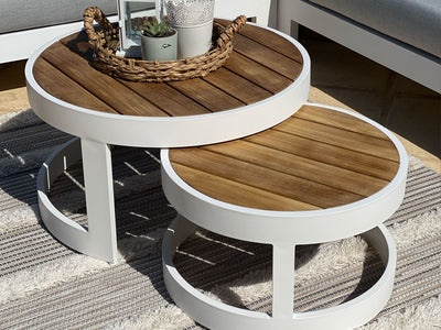 Aspen Teak Platform | Outdoor Lounge Setting in White / Light Grey / Grey Chine / 4 Seater 2LH-2RH / Aspen Coffee Table Set_17