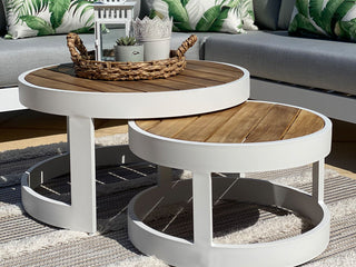 Aspen Teak Platform | Outdoor Lounge Setting in White / Light Grey / Grey Chine / 4 Seater 2LH-2RH / Aspen Coffee Table Set_18