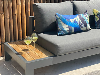 Aspen Teak Platform | Outdoor Lounge Setting in Charcoal / Sooty / Dark Grey / 4 Seater 2LH-2RH / Aspen Corner Table_12