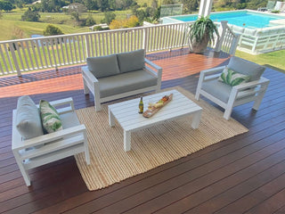 Aspen Sofa Set | Outdoor Lounge Setting in White / Grey Chine / 4 Seater / Adele Coffee Table_1