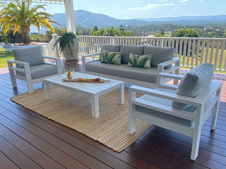 Aspen Sofa Set | Outdoor Lounge Setting in White / Grey Chine / 5 Seater / Adele Coffee Table_1