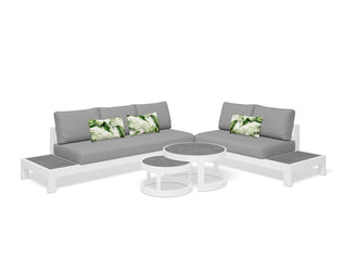 Aspen Ceramic Platform | Outdoor Lounge Setting in White / Light Grey / Grey Chine / 5 Seater 2RH-3LH / Aspen Coffee Table Set_5
