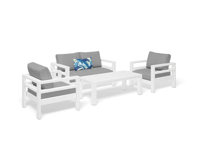 Aspen Sofa Set | Outdoor Lounge Setting in White / Grey Chine / 4 Seater / Adele Coffee Table_2