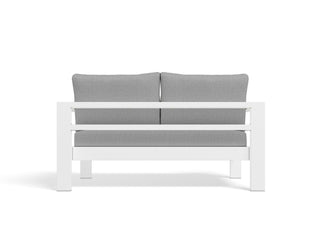 Aspen Outdoor Lounge in White / Grey Chine / 2 Seater - back view.
