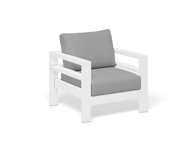 Aspen Outdoor Armchair in White / Grey Chine