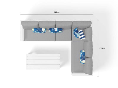 Aspen Modular | Outdoor Lounge Setting in White / Grey Chine / 6 Seater / Adele 140x63cm_13