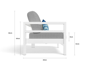 Aspen Outdoor Lounge in White / Grey Chine / 2 Seater 3.