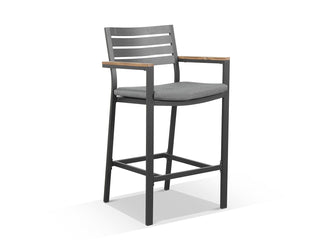 Corfu Outdoor Bar Chair in Charcoal