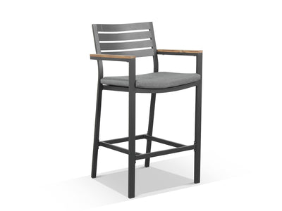Corfu Outdoor Bar Chair in Charcoal