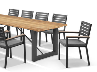 Laguna Table & Twain Teak Arm Chair | Outdoor Dining Setting in Charcoal / Cinder / 11pc 290cm_2