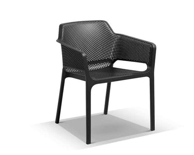 Adele Ceramic Round Table & Bailey Chairs | Outdoor Dining Setting in Charcoal / Dark Grey / 3pc 72cm_2