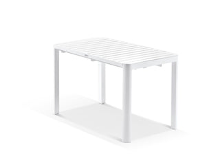 Balkoni Extension Outdoor Dining Table in White - close-up.