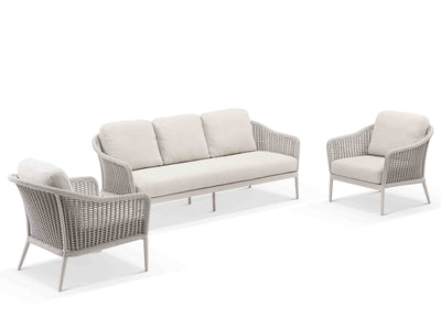 Bali Outdoor Lounge Setting in Dune / Parchment / Beech / Without Coffee Table