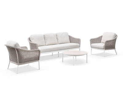 Bali Outdoor Lounge Setting in White / Latte / Beech / Treble Coffee Table_6
