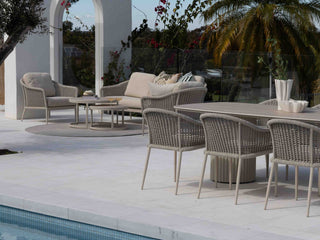 Bali Outdoor Lounge Setting in Dune / Parchment / Beech / Milos Coffee Table Set 7
